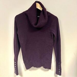 - Tweeds Eggplant color Marino wool cowl neck sweater S